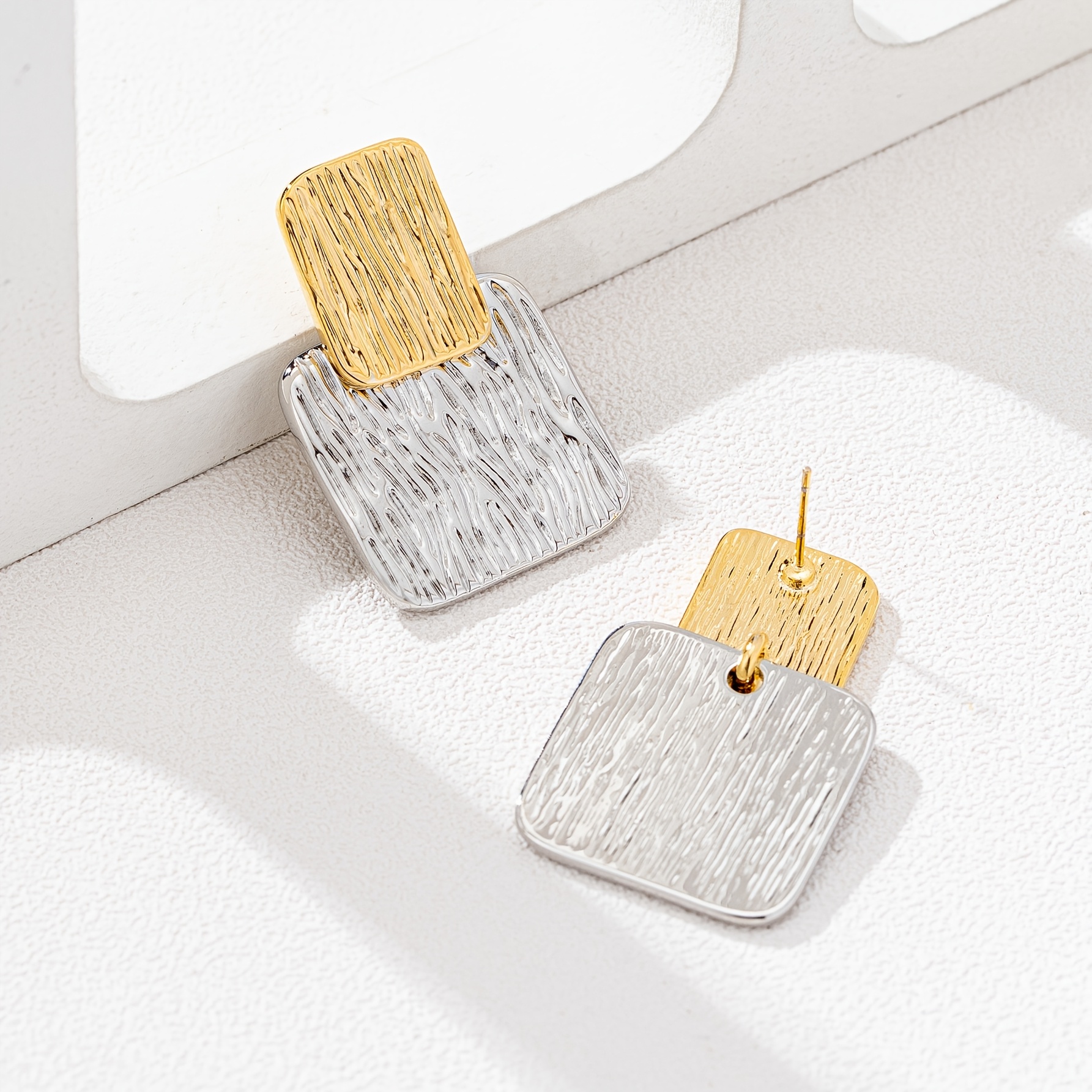 Geometric Square Alloy Earrings - Banquet Wear